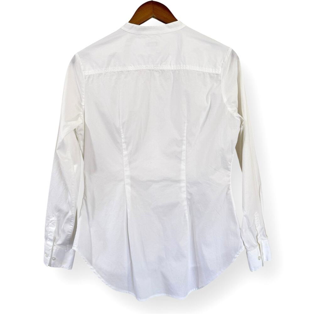 J. Peterman Shirt Womens 6 White Tailored Fit Band Collar Cotton Poplin STAIN - Picture 6 of 10